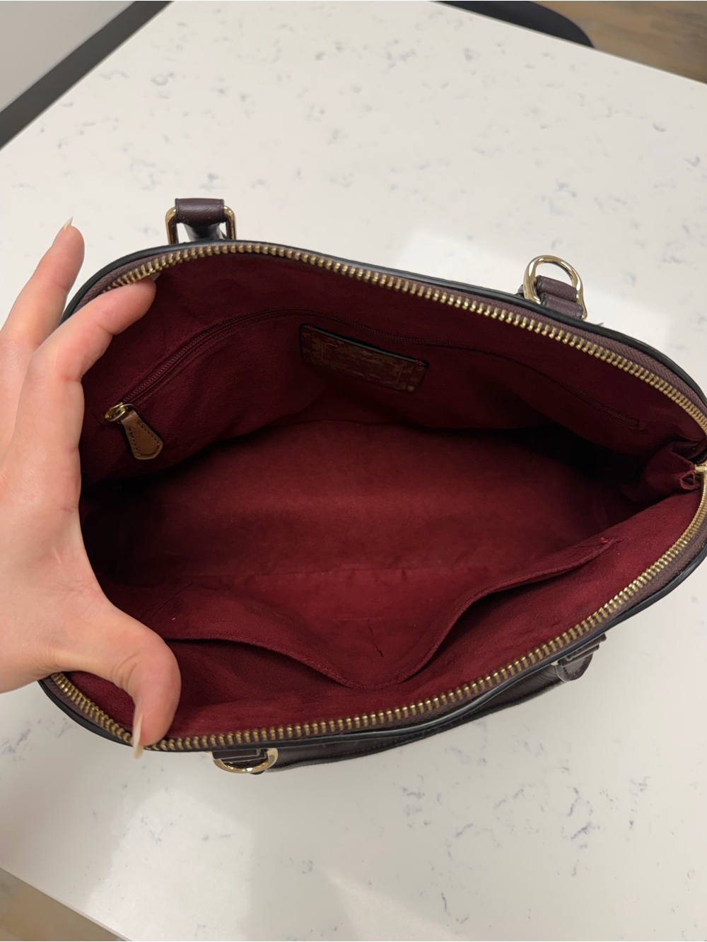 COACH Limited Edition Sierra Dome Satchel Patent Glitter Oxblood - Picture 5 of 11